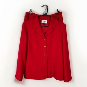 Vintage Women's Christmas Valentines Office Siren Red Skirt Suit - Size 12